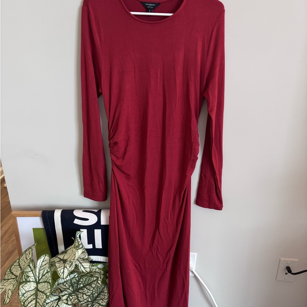Banana Republic Rich Red Long Sleeve Dress